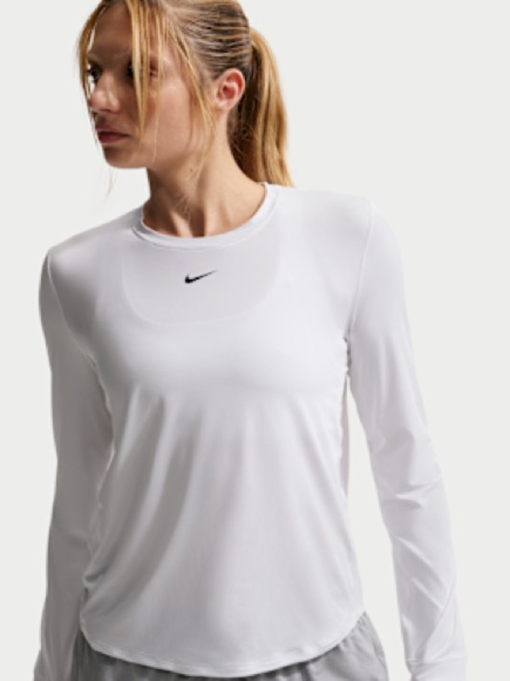 Nike White Long-Sleeve Crew Performance Tee